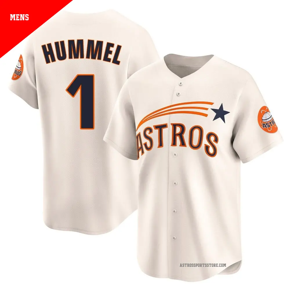 Men's ＃1 Cooper Hummel Houston Astros Cream Limited Throwback Cooperstown Collection Jersey