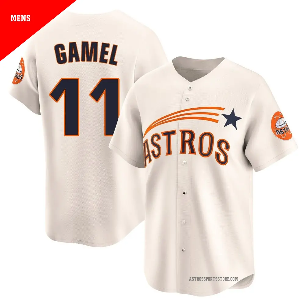 Men's ＃11 Ben Gamel Houston Astros Cream Limited Throwback Cooperstown Collection Jersey
