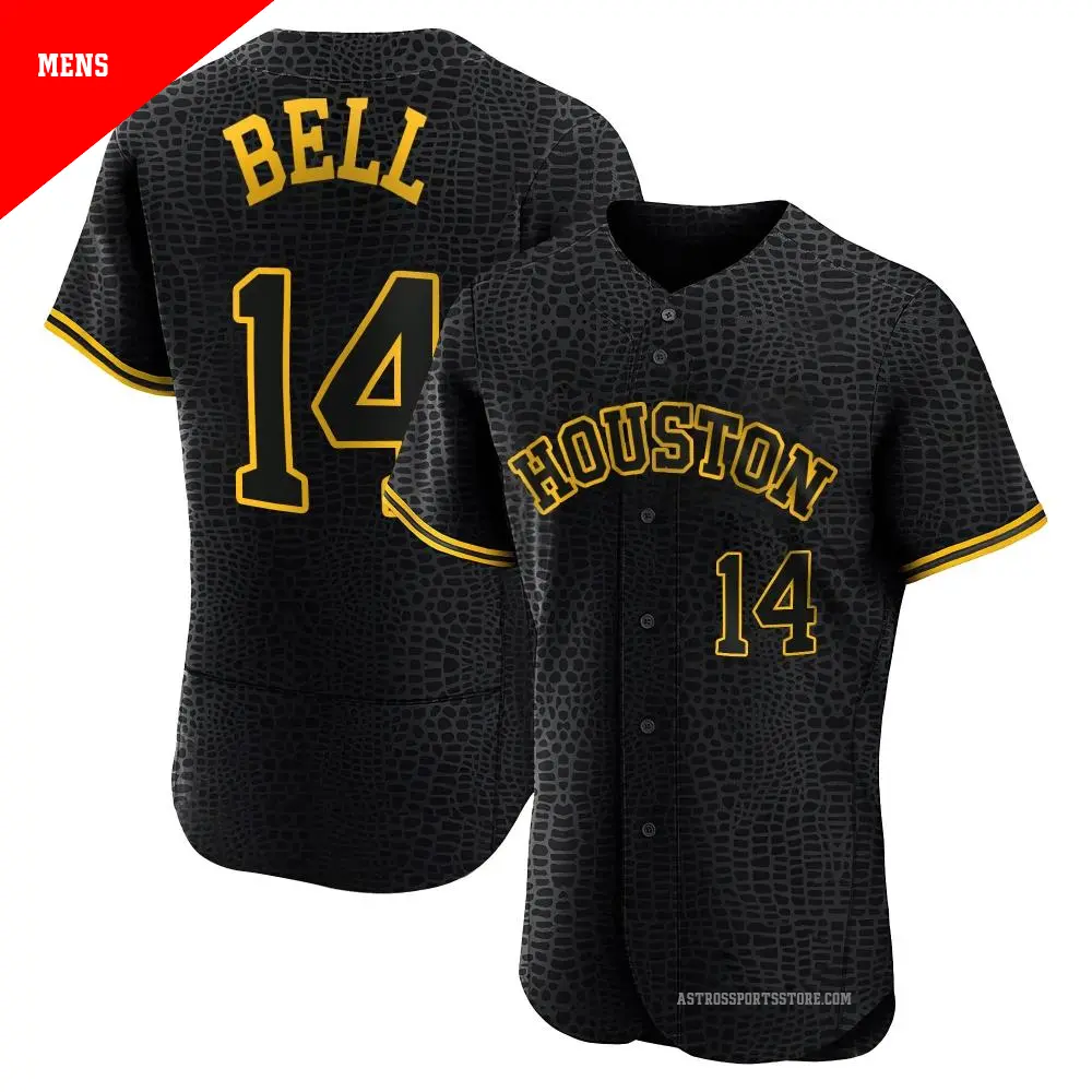 Men's ＃14 Derek Bell Houston Astros Black Authentic Snake Skin City Jersey