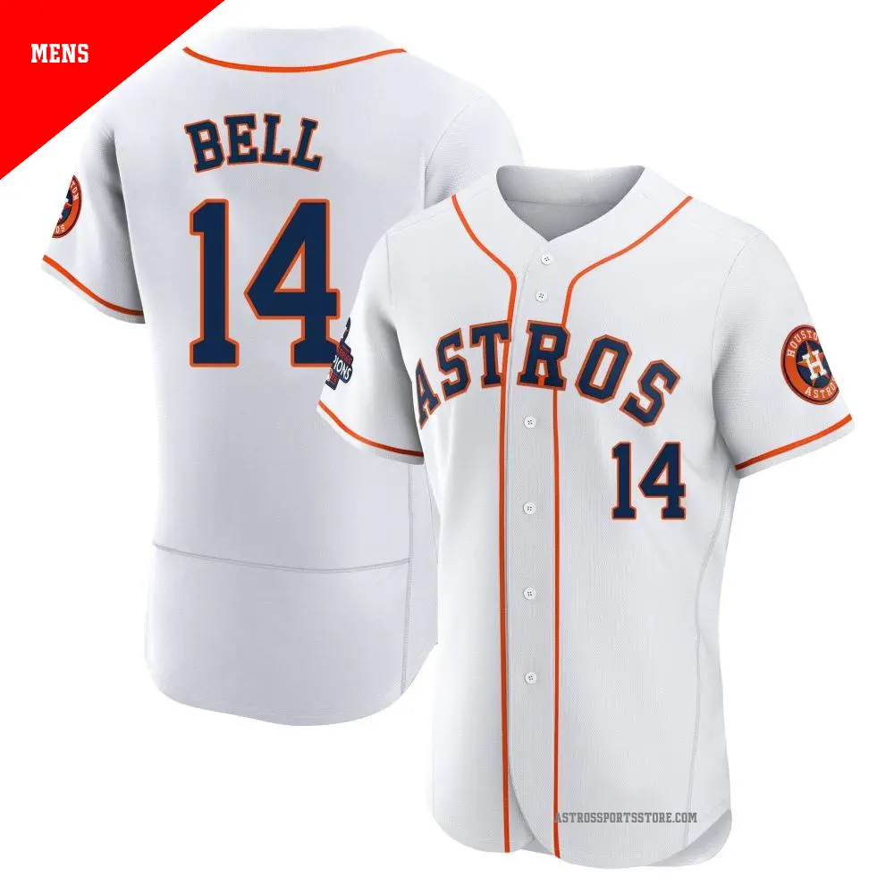 Men's ＃14 Derek Bell Houston Astros White Authentic 2022 World Series Champions Home Jersey