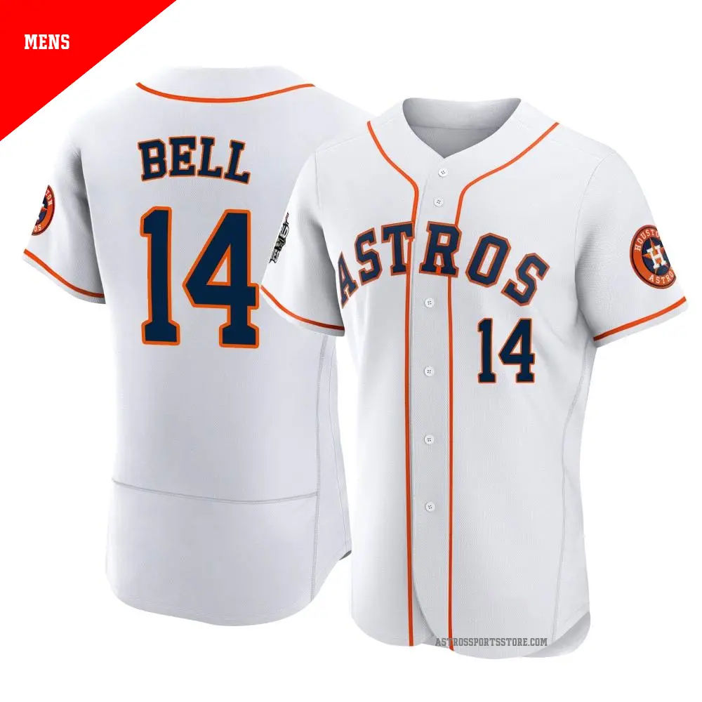 Men's ＃14 Derek Bell Houston Astros White Authentic 2022 World Series Home Jersey