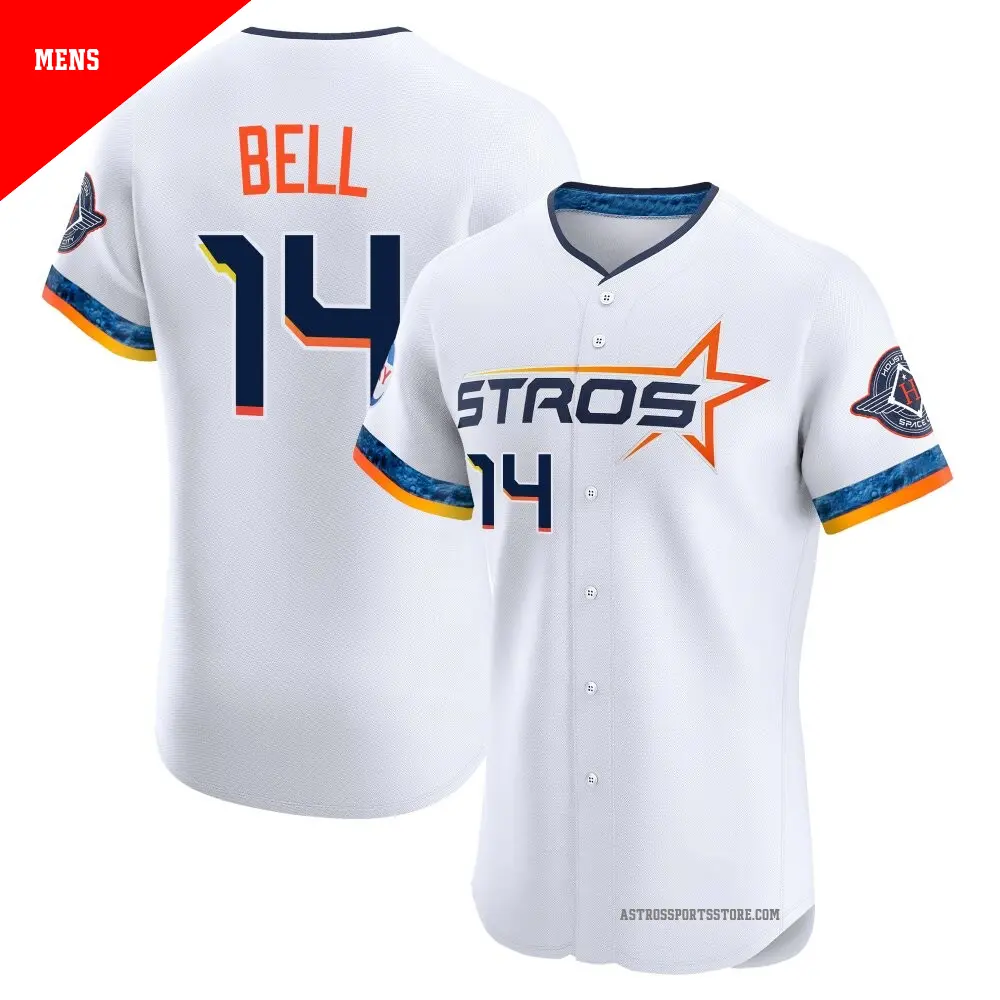 Men's ＃14 Derek Bell Houston Astros White Elite 2025 City Connect Jersey