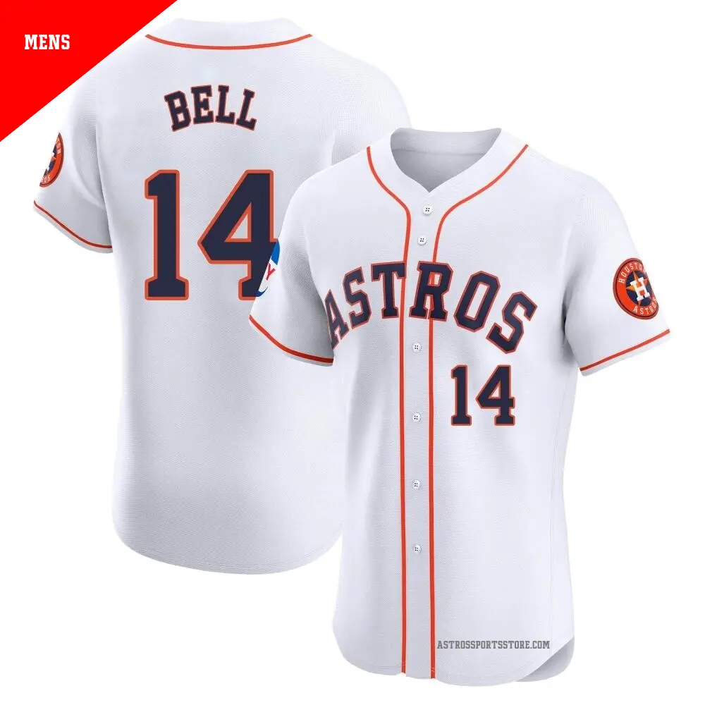 Men's ＃14 Derek Bell Houston Astros White Elite Home Patch Jersey