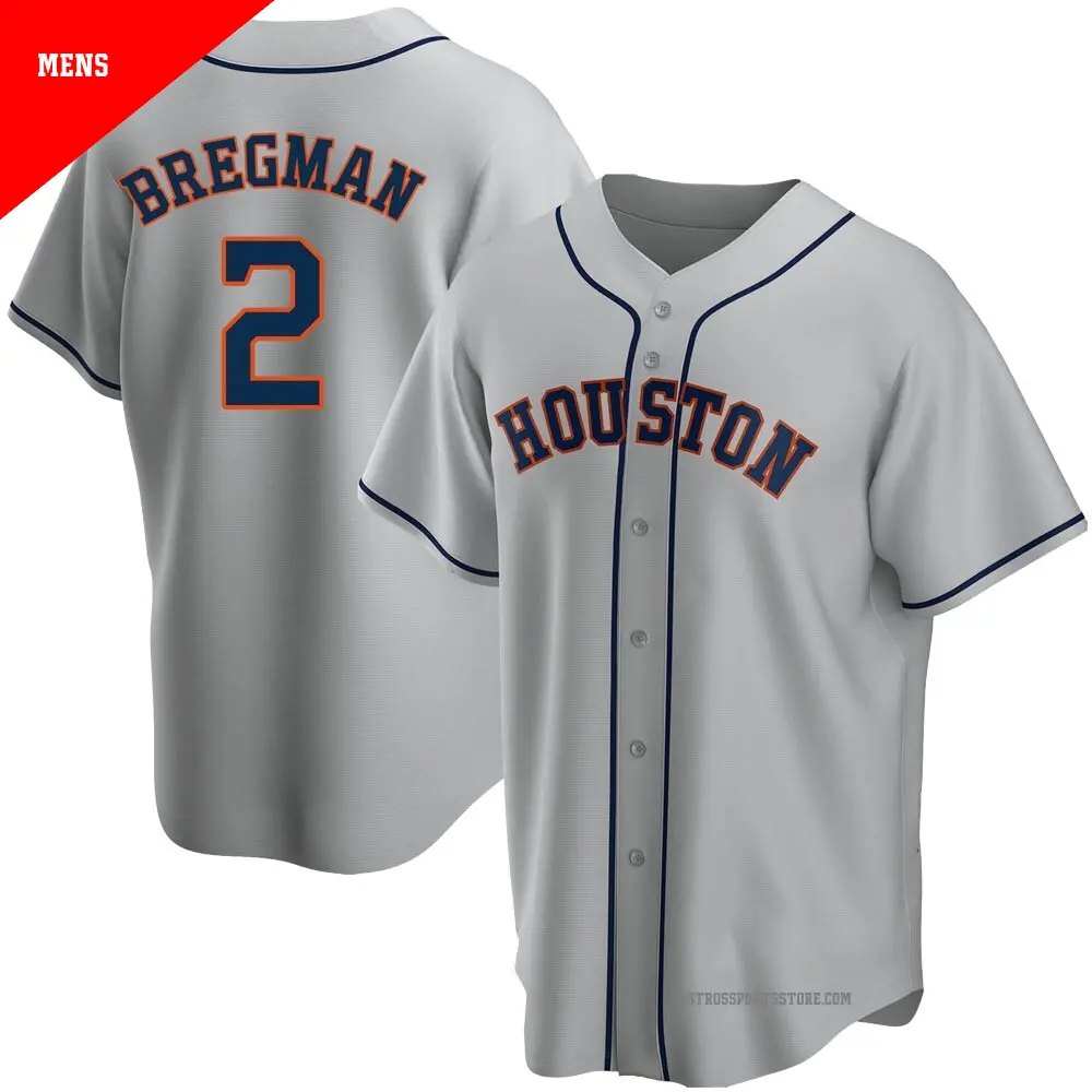 Men's ＃2 Alex Bregman Houston Astros Gray Replica Road Jersey