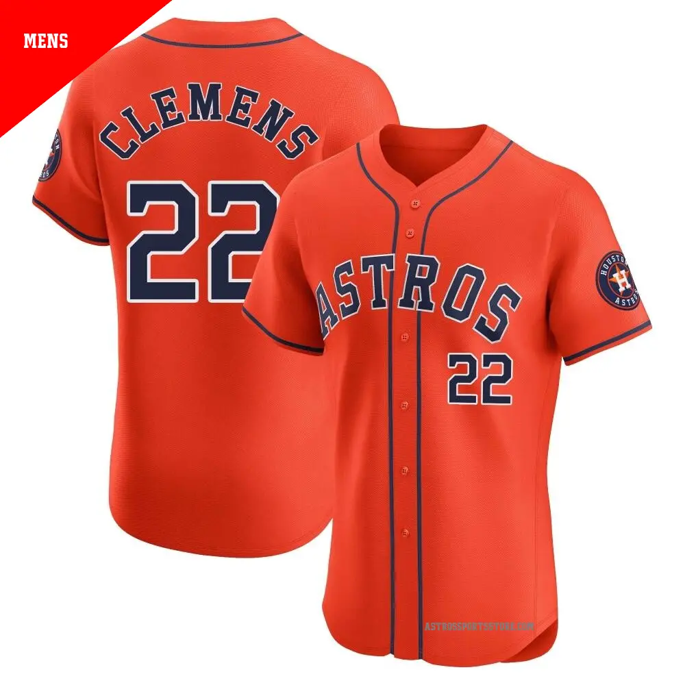 Men's ＃22 Roger Clemens Houston Astros Orange Elite Alternate Vapor Premier Jersey