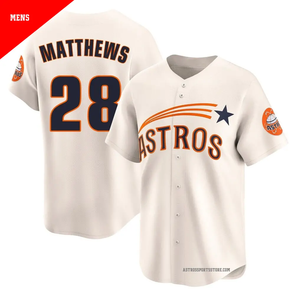Men's ＃28 Brice Matthews Houston Astros Cream Limited Throwback Cooperstown Collection Jersey