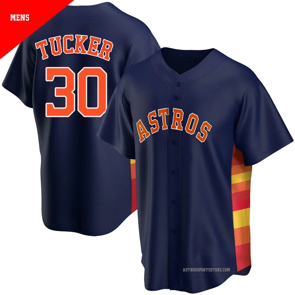 Men's ＃30 Kyle Tucker Houston Astros Navy Replica Alternate Jersey