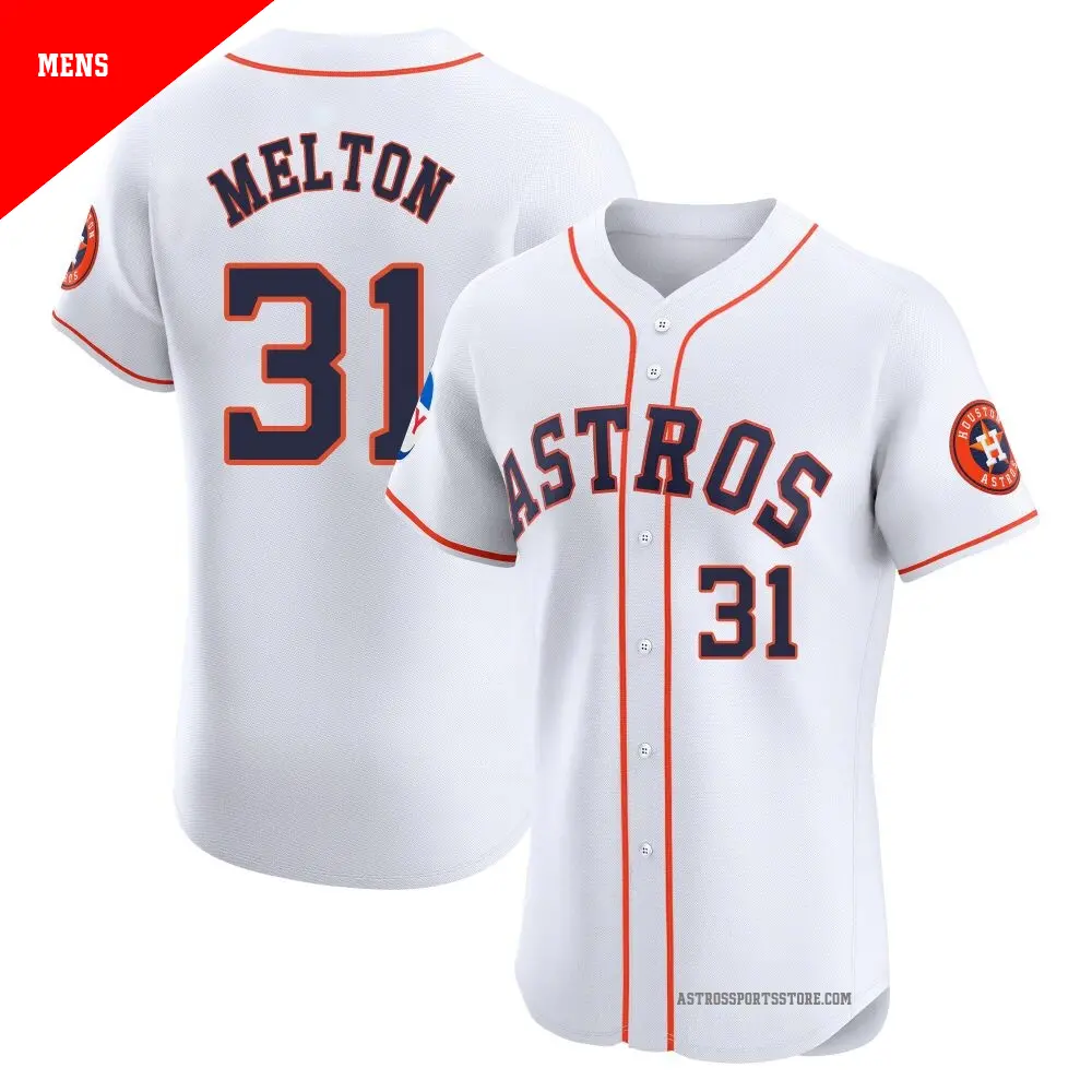 Men's ＃31 Jacob Melton Houston Astros White Elite Home Patch Jersey
