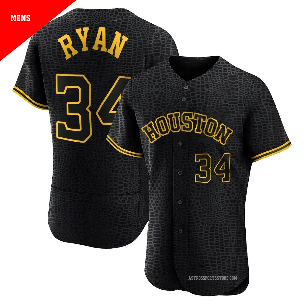 Men's ＃34 Nolan Ryan Houston Astros Black Authentic Snake Skin City Jersey