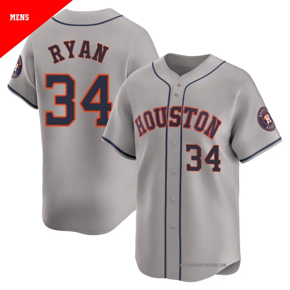 Men's ＃34 Nolan Ryan Houston Astros Gray Limited Away Jersey