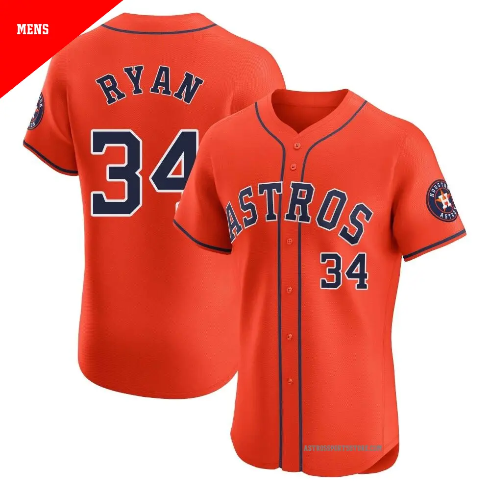 Men's ＃34 Nolan Ryan Houston Astros Orange Elite Alternate Vapor Premier Jersey