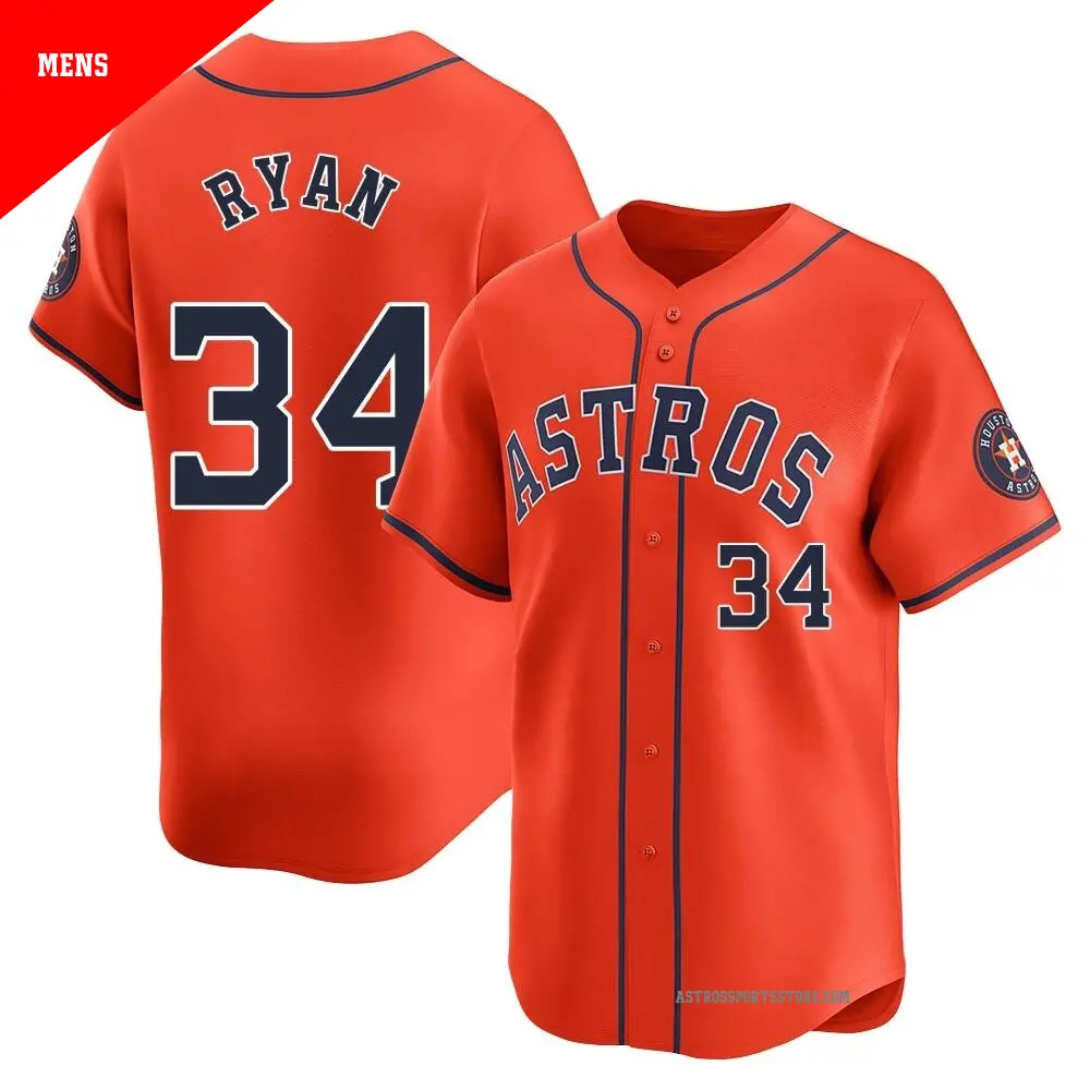 Men's ＃34 Nolan Ryan Houston Astros Orange Limited Alternate Jersey