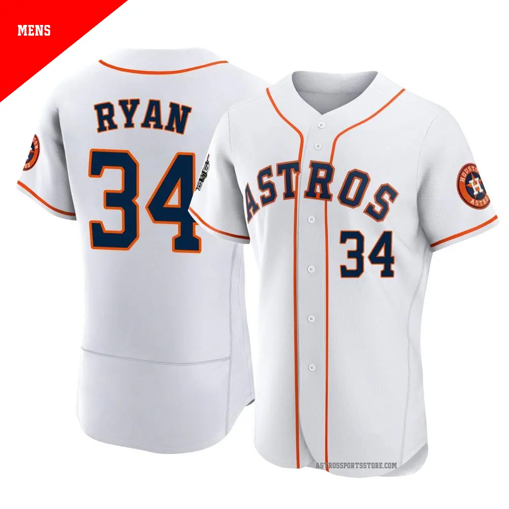 Men's ＃34 Nolan Ryan Houston Astros White Authentic 2022 World Series Home Jersey
