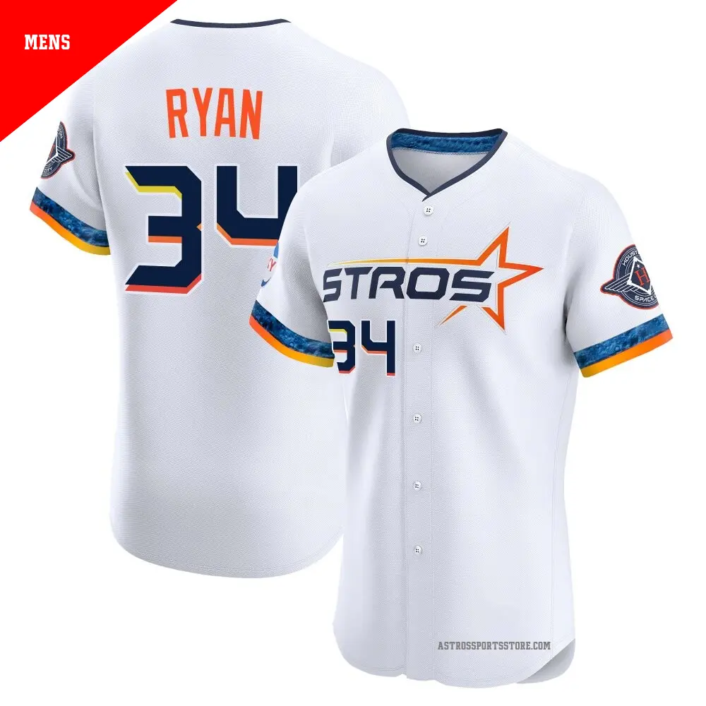 Men's ＃34 Nolan Ryan Houston Astros White Elite 2025 City Connect Jersey