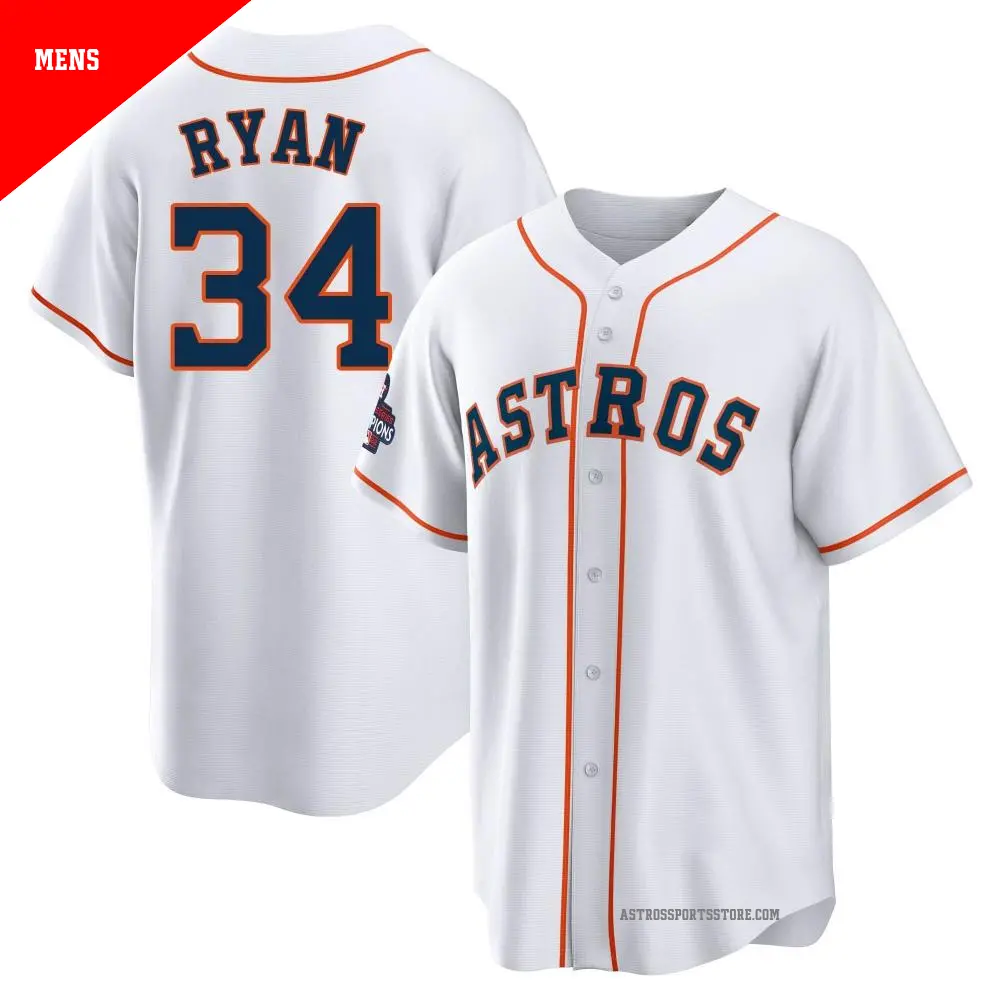 Men's ＃34 Nolan Ryan Houston Astros White Replica 2022 World Series Champions Home Jersey
