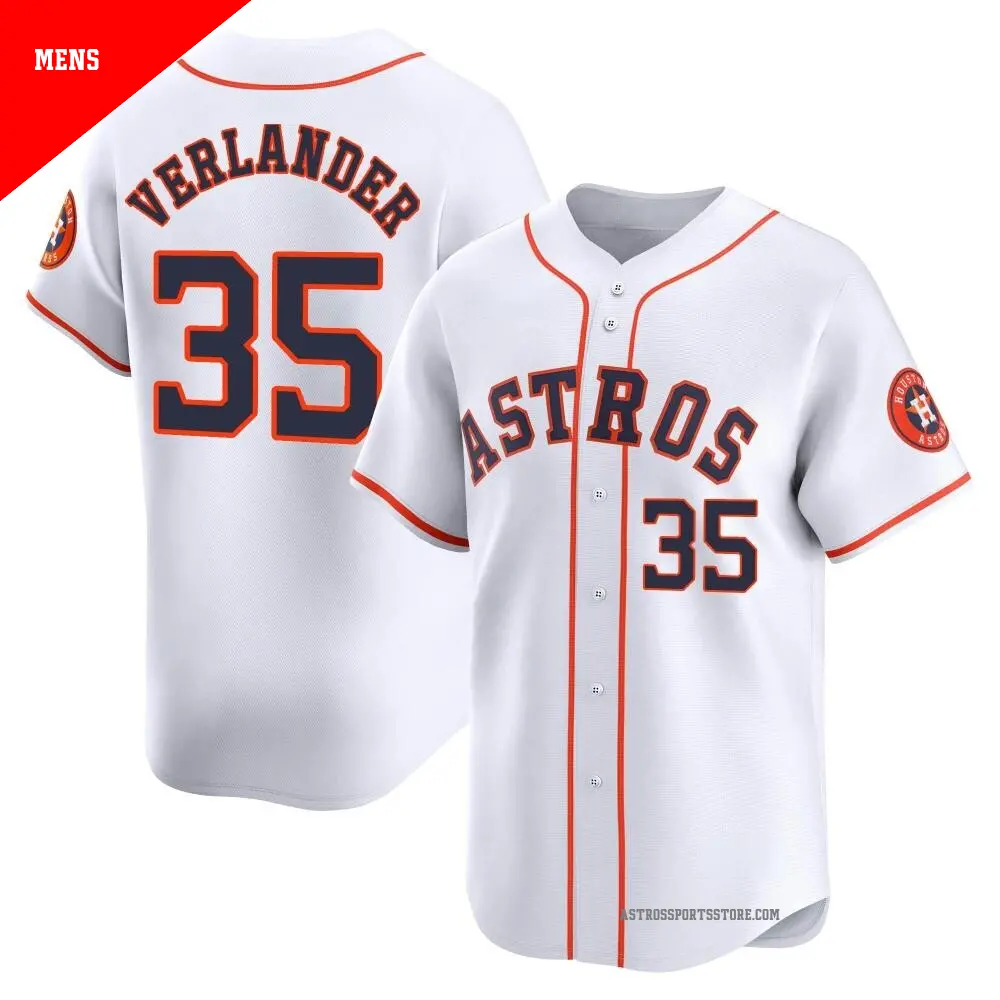 Men's ＃35 Justin Verlander Houston Astros White Limited Home Jersey