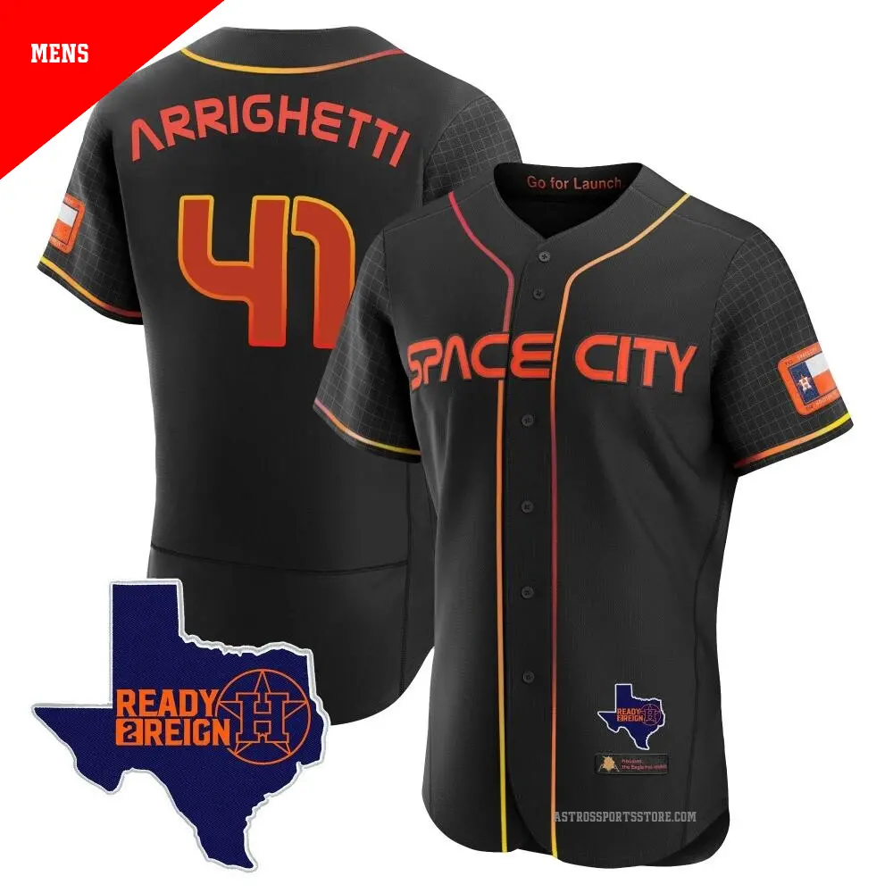 Men's ＃41 Spencer Arrighetti Houston Astros Black Authentic 2023 Space City Ready 2 Reign Flex Base Jersey