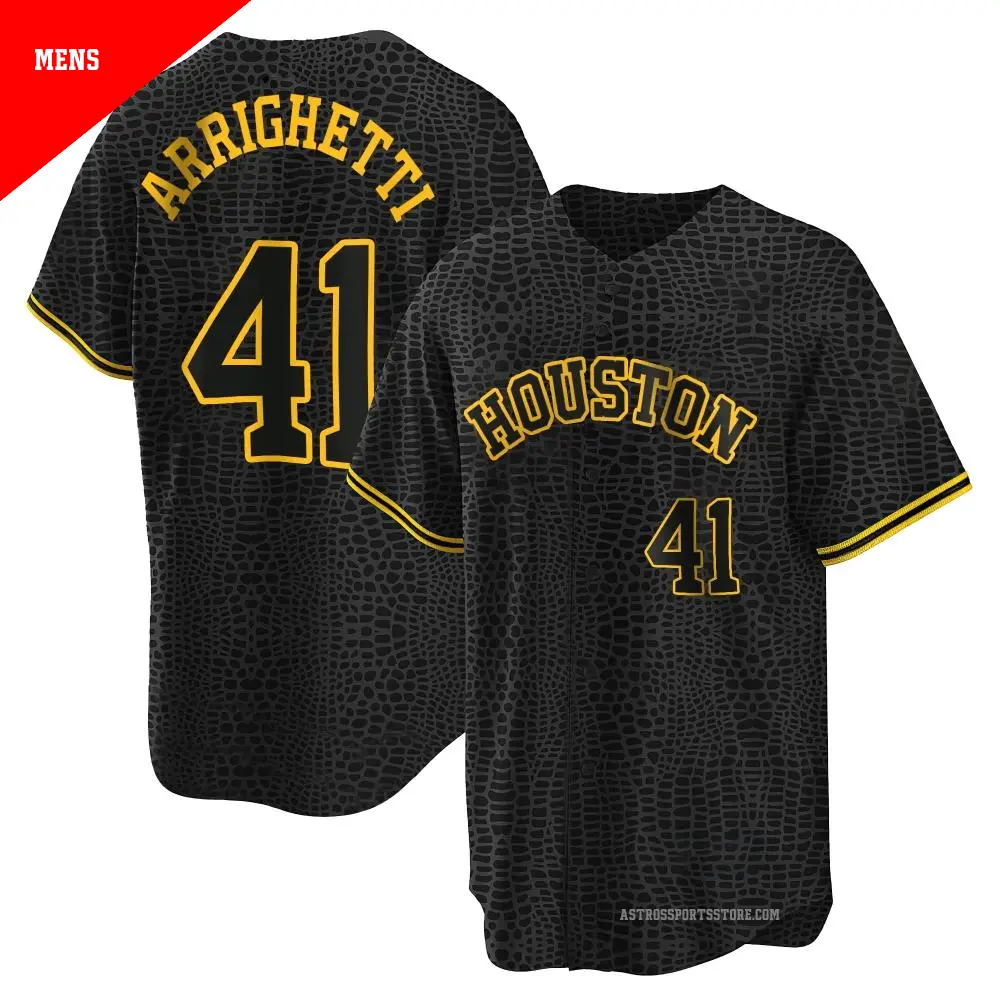 Men's ＃41 Spencer Arrighetti Houston Astros Black Replica Snake Skin City Jersey