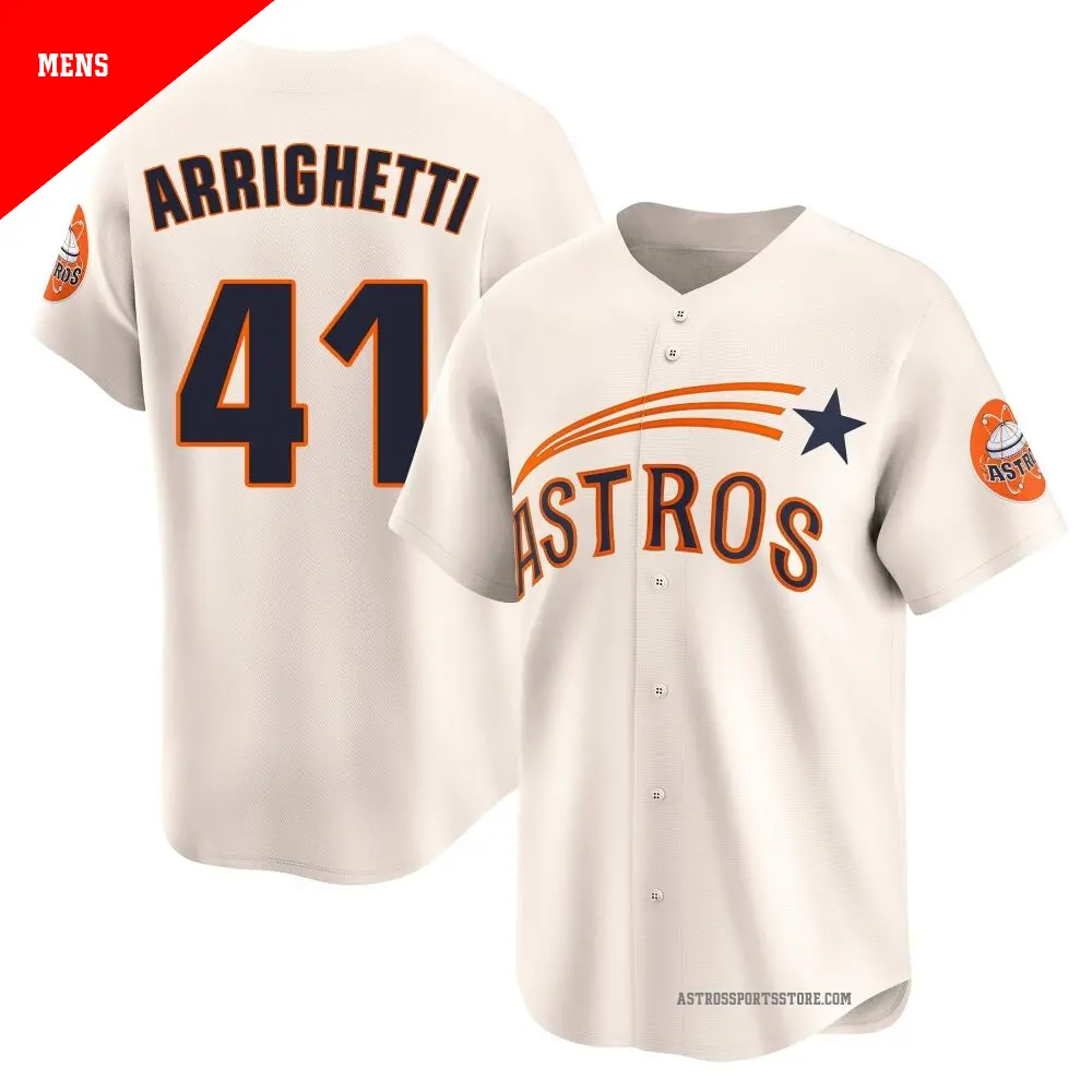 Men's ＃41 Spencer Arrighetti Houston Astros Cream Limited Throwback Cooperstown Collection Jersey
