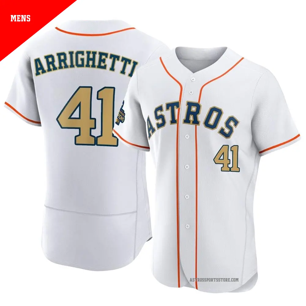 Men's ＃41 Spencer Arrighetti Houston Astros Gold Authentic White 2023 Collection Jersey