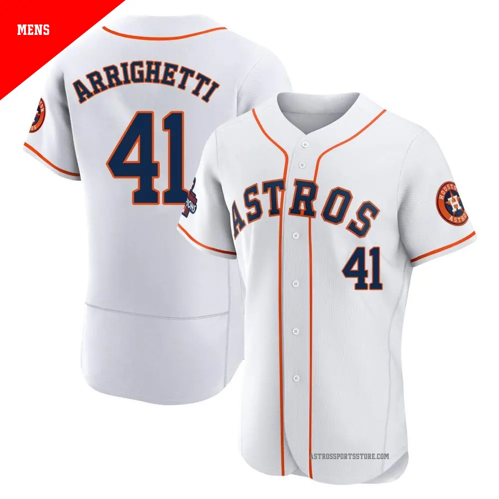 Men's ＃41 Spencer Arrighetti Houston Astros White Authentic 2022 World Series Champions Home Jersey