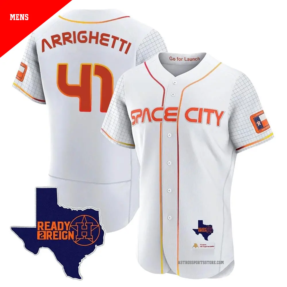 Men's ＃41 Spencer Arrighetti Houston Astros White Authentic 2023 Space City Ready 2 Reign Flex Base Jersey