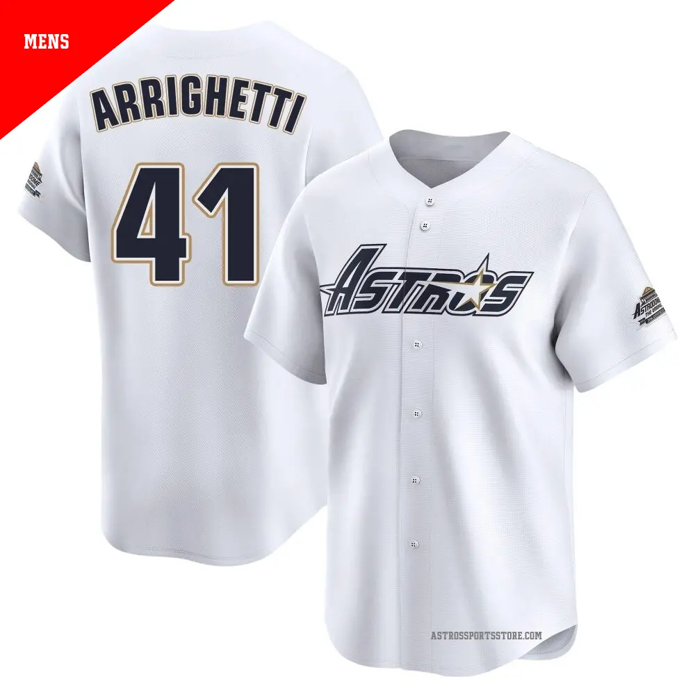 Men's ＃41 Spencer Arrighetti Houston Astros White Limited Throwback Cooperstown Collection Jersey