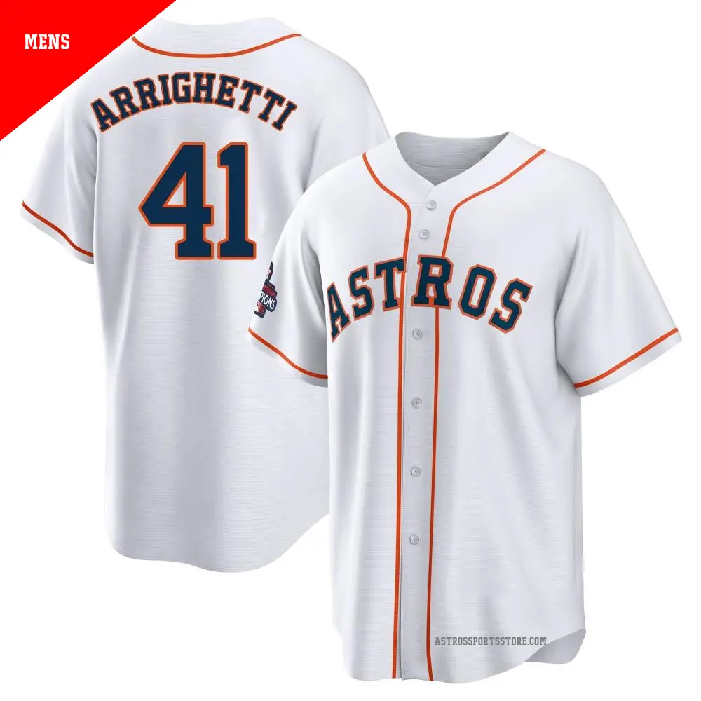 Men's ＃41 Spencer Arrighetti Houston Astros White Replica 2022 World Series Champions Home Jersey