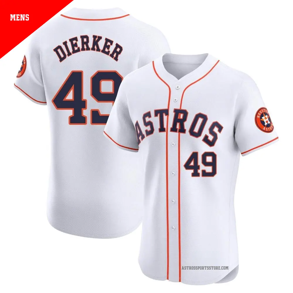 Men's ＃49 Larry Dierker Houston Astros White Elite Home Jersey