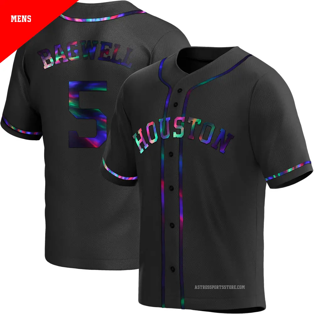 Men's ＃5 Jeff Bagwell Houston Astros Black Replica Holographic Alternate Jersey