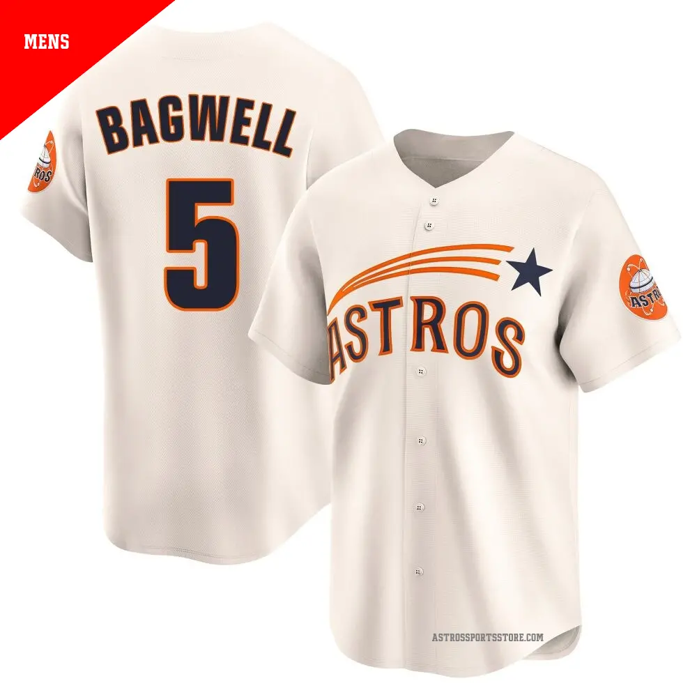 Men's ＃5 Jeff Bagwell Houston Astros Cream Limited Throwback Cooperstown Collection Jersey