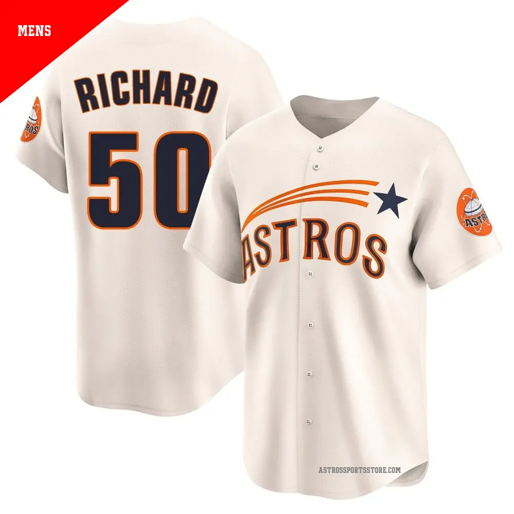 Men's ＃50 J.R. Richard Houston Astros Cream Limited Throwback Cooperstown Collection Jersey