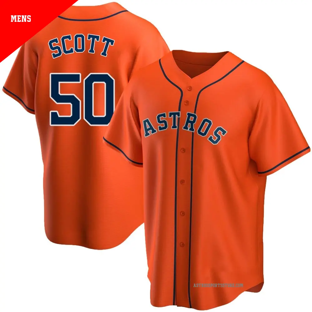 Men's ＃50 Tayler Scott Houston Astros Orange Replica Alternate Jersey
