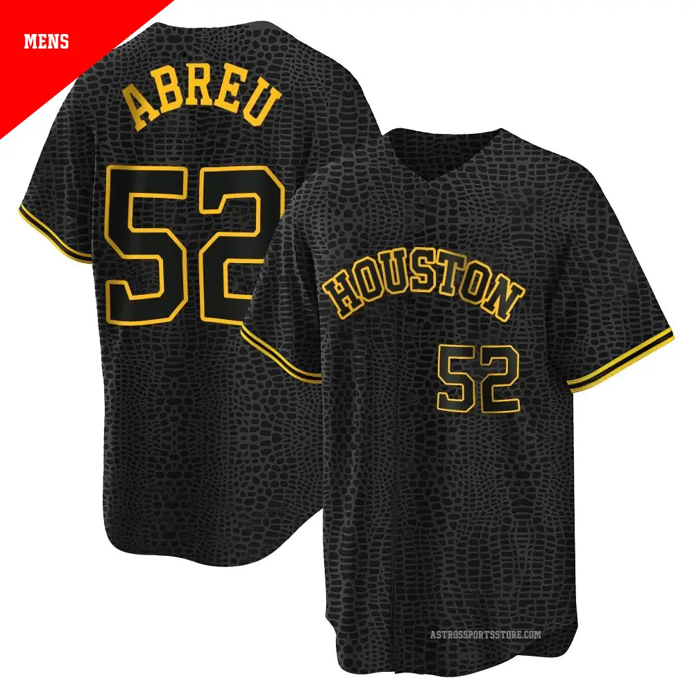 Men's ＃52 Bryan Abreu Houston Astros Black Replica Snake Skin City Jersey