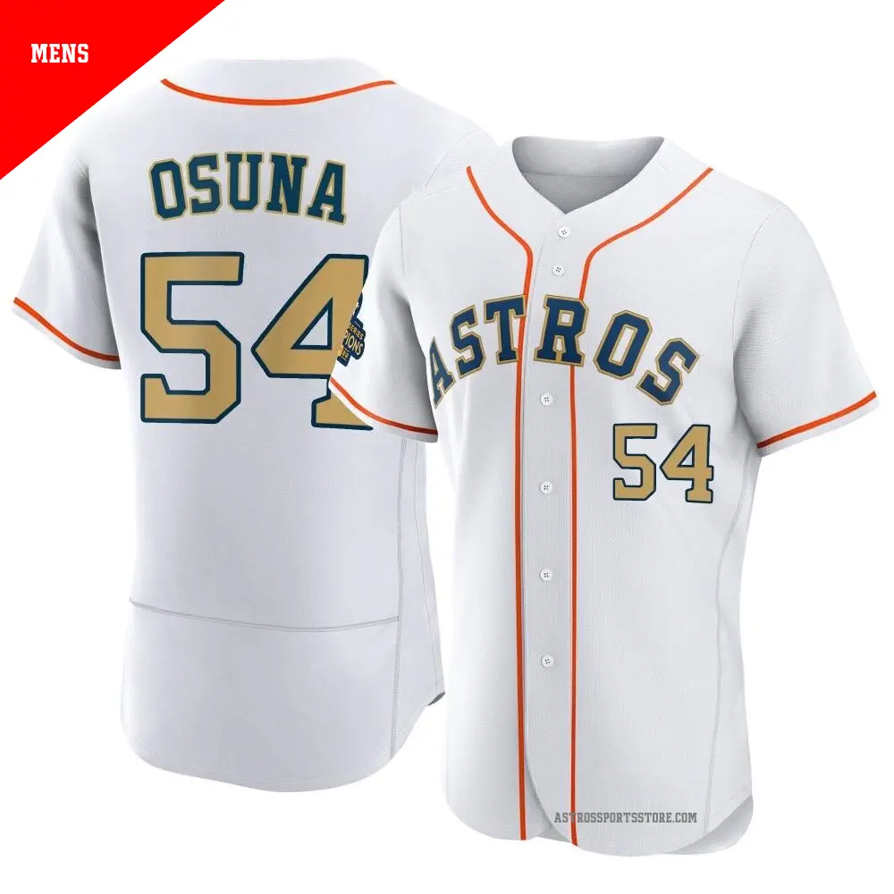 Men's ＃54 Roberto Osuna Houston Astros Gold Authentic White 2023 Collection Jersey
