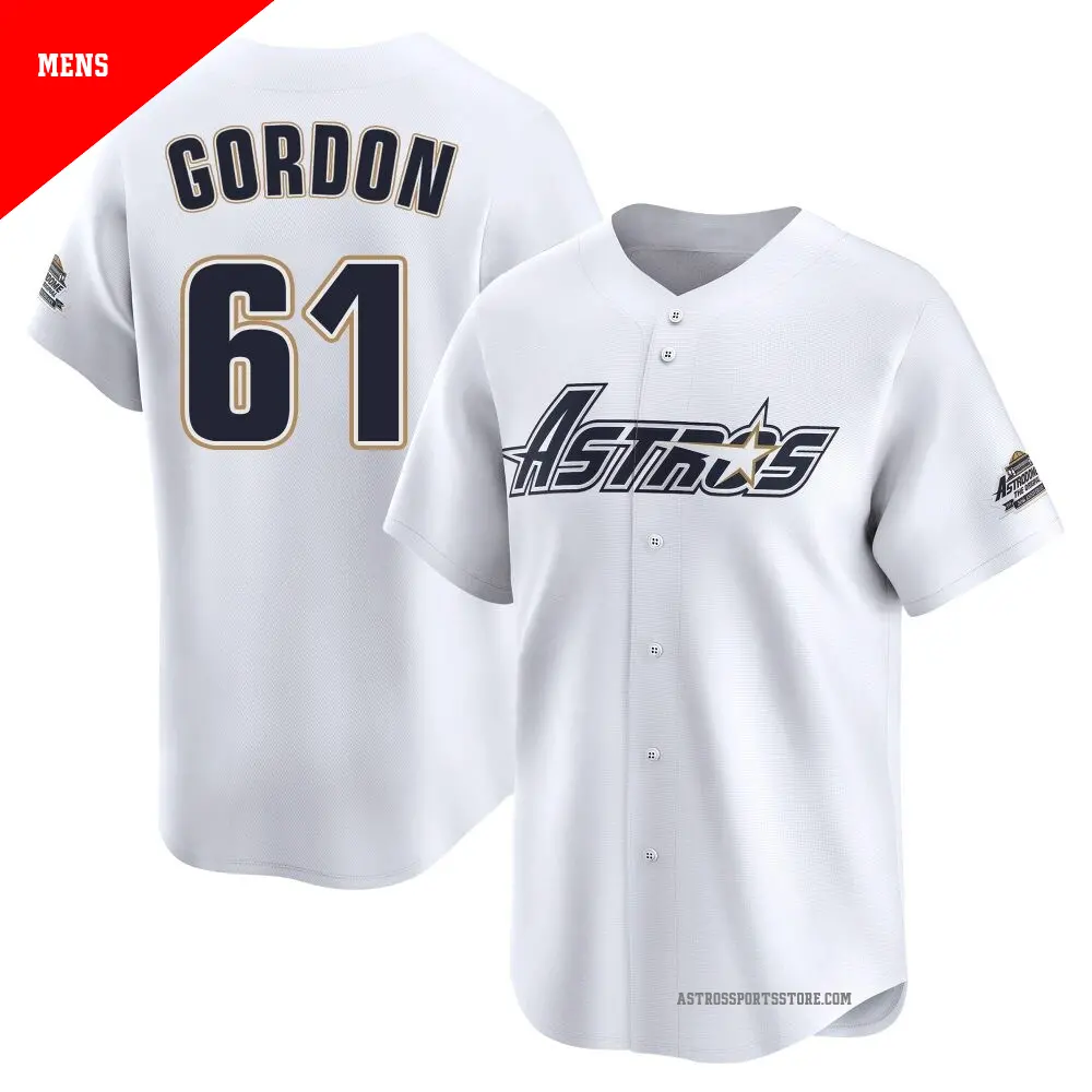 Men's ＃61 Colton Gordon Houston Astros White Limited Throwback Cooperstown Collection Jersey