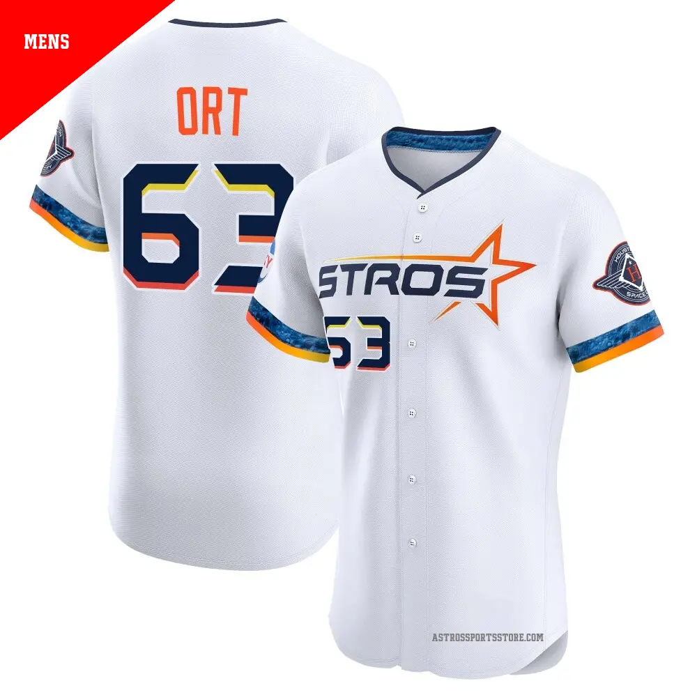 Men's ＃63 Kaleb Ort Houston Astros White Elite 2025 City Connect Jersey