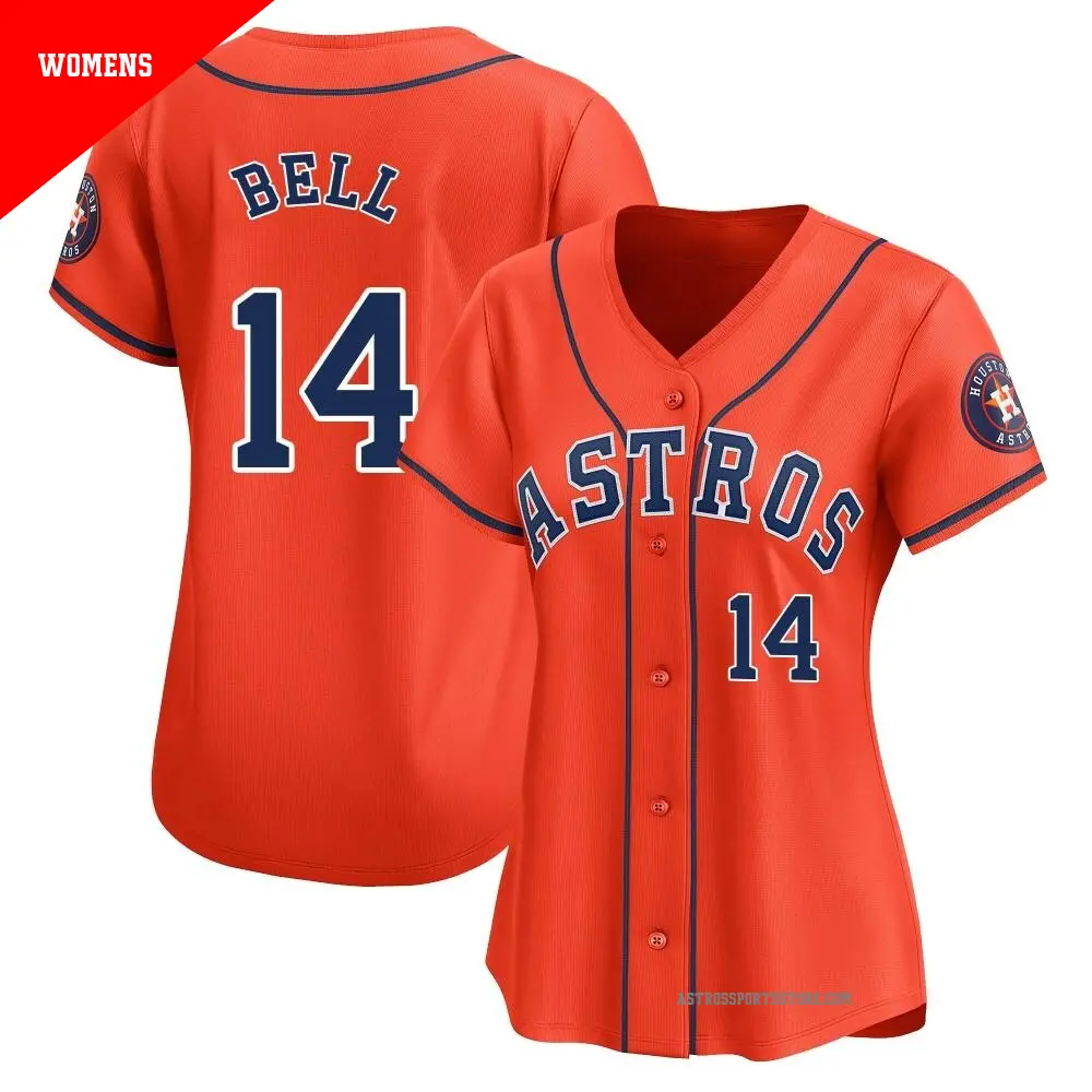 Women's ＃14 Derek Bell Houston Astros Orange Limited Alternate Jersey