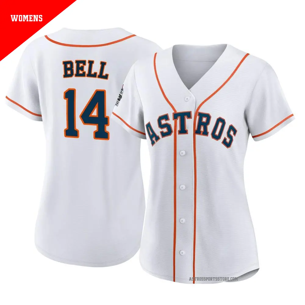 Women's ＃14 Derek Bell Houston Astros White Authentic 2022 World Series Home Jersey