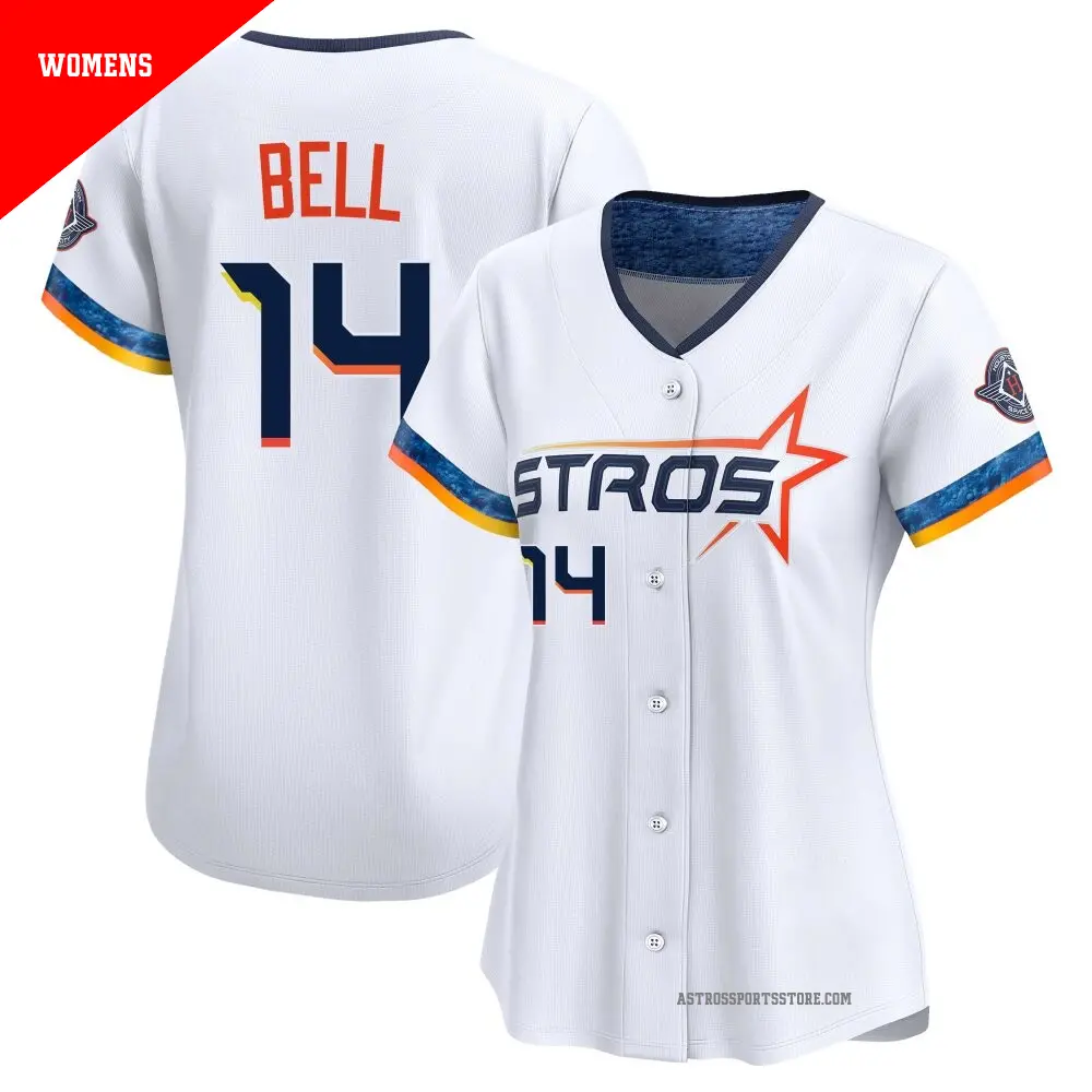 Women's ＃14 Derek Bell Houston Astros White Limited 2025 City Connect Jersey