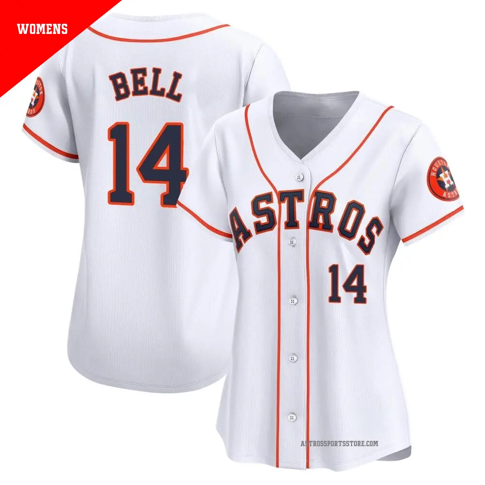 Women's ＃14 Derek Bell Houston Astros White Limited Home Jersey
