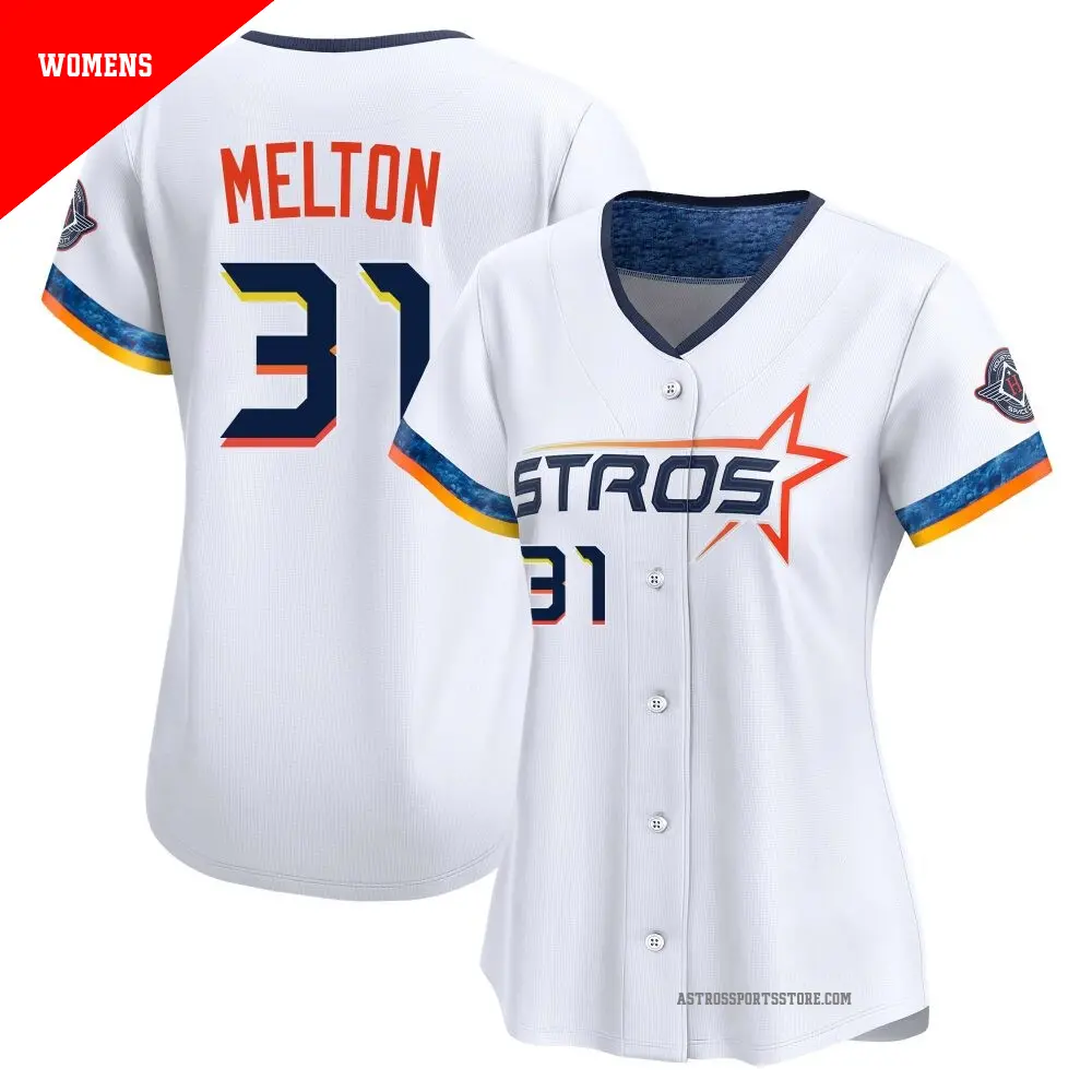 Women's ＃31 Jacob Melton Houston Astros White Limited 2025 City Connect Jersey