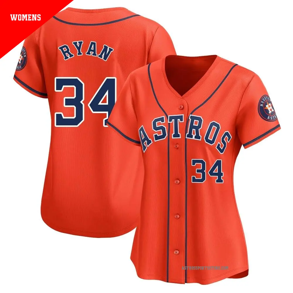 Women's ＃34 Nolan Ryan Houston Astros Orange Limited Alternate Jersey