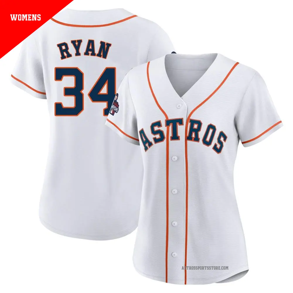 Women's ＃34 Nolan Ryan Houston Astros White Authentic 2022 World Series Champions Home Jersey