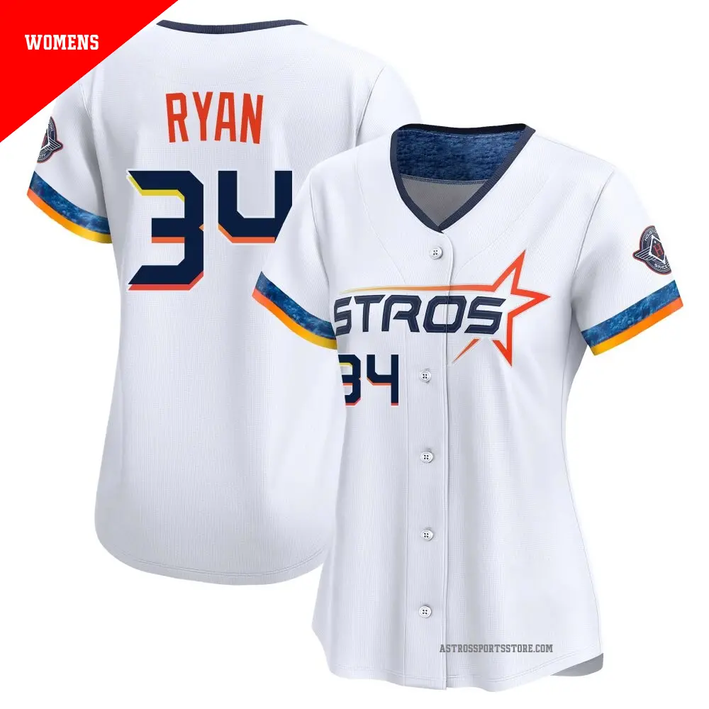 Women's ＃34 Nolan Ryan Houston Astros White Limited 2025 City Connect Jersey