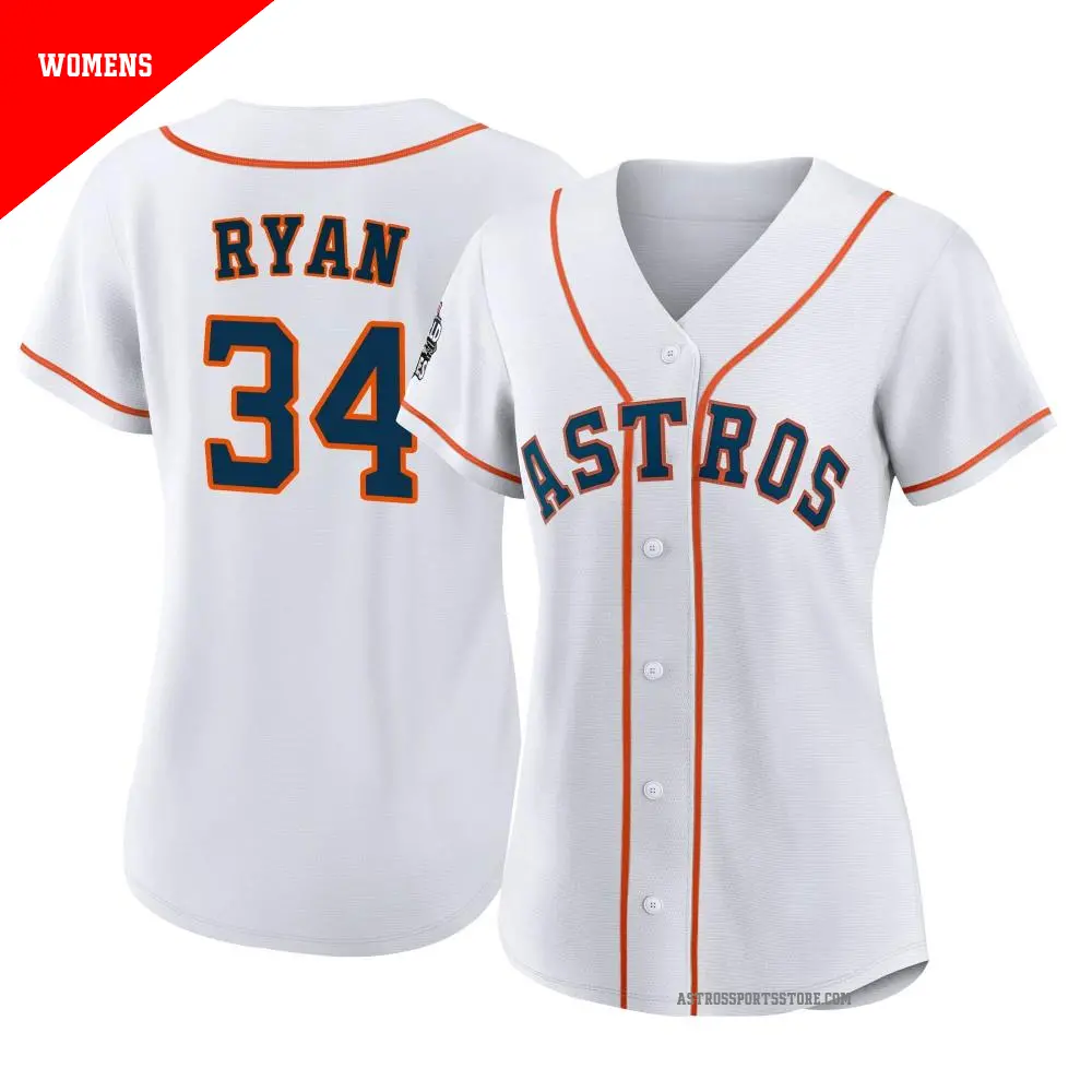 Women's ＃34 Nolan Ryan Houston Astros White Replica 2022 World Series Home Jersey