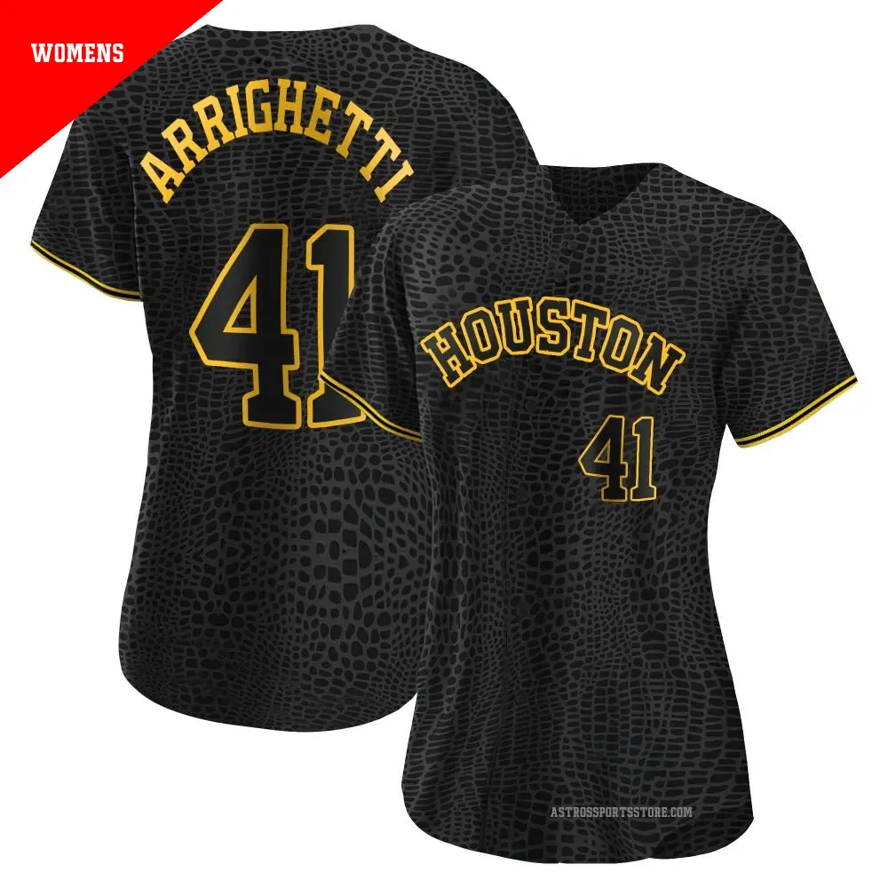 Women's ＃41 Spencer Arrighetti Houston Astros Black Authentic Snake Skin City Jersey