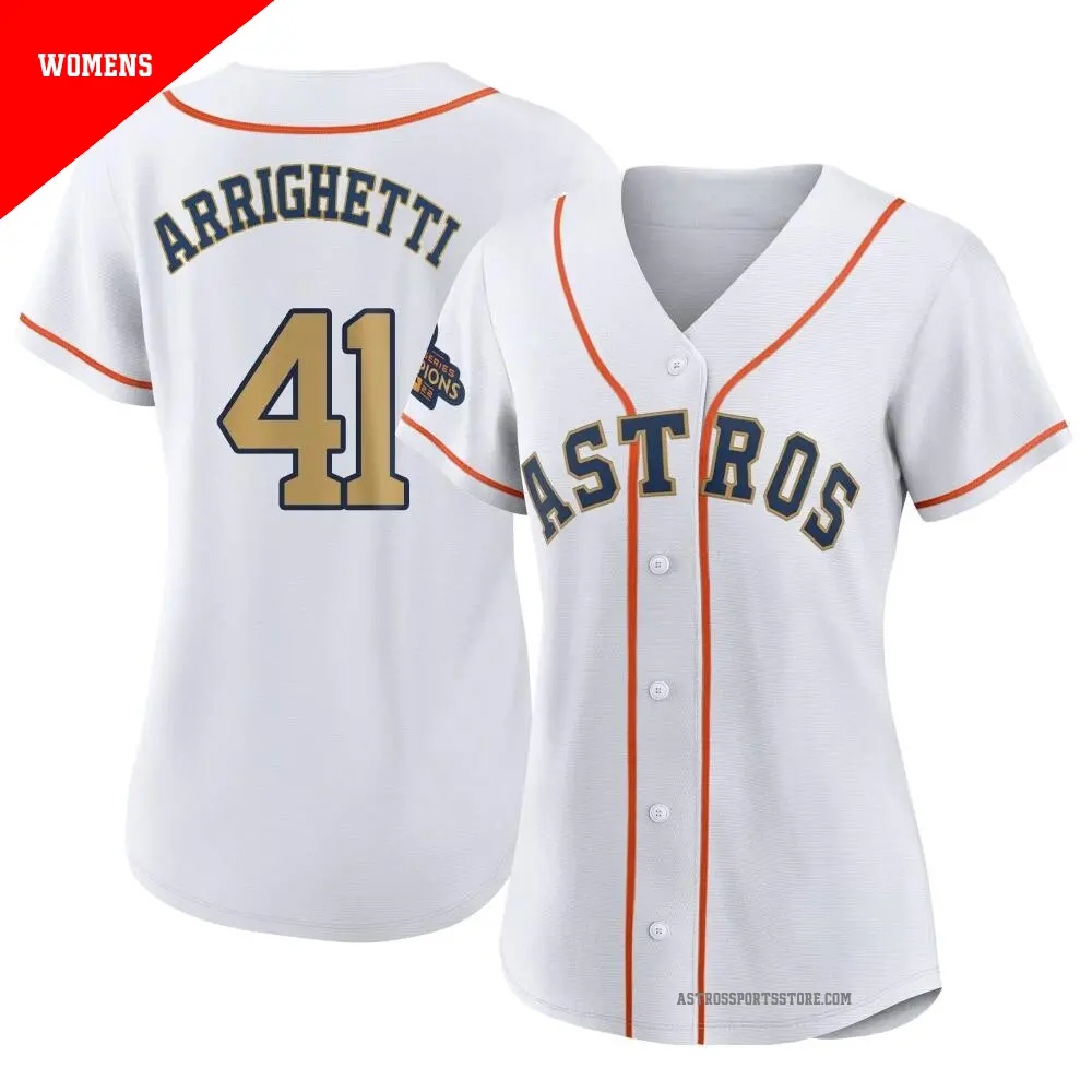 Women's ＃41 Spencer Arrighetti Houston Astros Gold Authentic White 2023 Collection Jersey