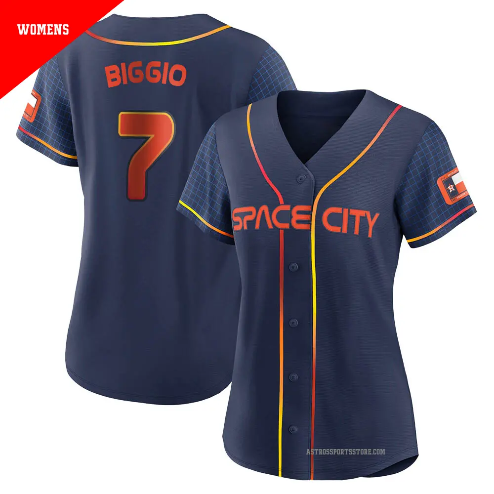 Women's ＃7 Craig Biggio Houston Astros Navy Authentic 2022 City Connect Jersey