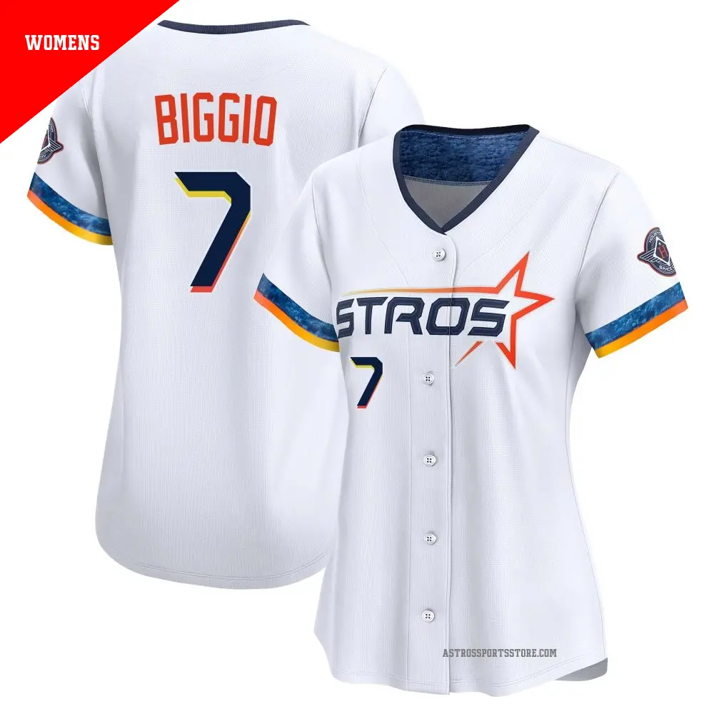 Women's ＃7 Craig Biggio Houston Astros White Limited 2025 City Connect Jersey